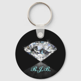  Monogrammed Cool Solitaire Diamond Black Sleutelhanger