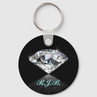 Monogrammed Cool Solitaire Diamond Black Sleutelhanger