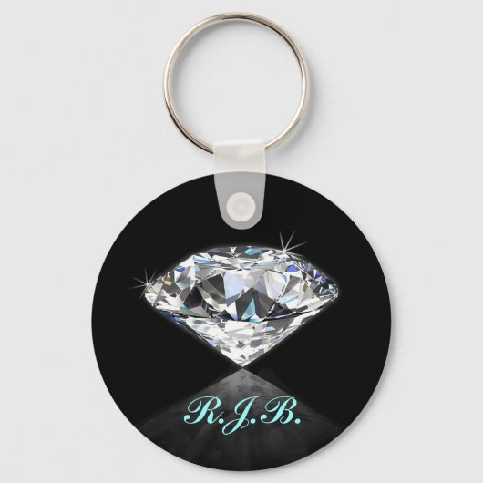 Monogrammed Cool Solitaire Diamond Black Sleutelhanger (Voorkant)