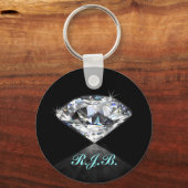 Monogrammed Cool Solitaire Diamond Black Sleutelhanger (Voorkant)