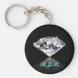  Monogrammed Cool Solitaire Diamond Black Sleutelhanger