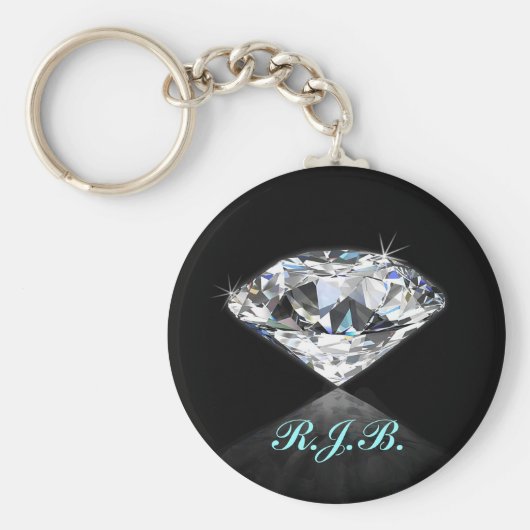 Monogrammed Cool Solitaire Diamond Black Sleutelhanger (Voorkant)