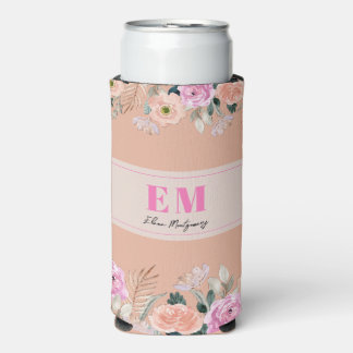 Monogrammed Cooler - stoffige roze bloemig