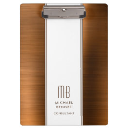 Monogrammed Copper Brown geborsteld met metalen Klembord
