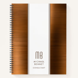Monogrammed Copper Brown geborsteld met metalen Notitieboek