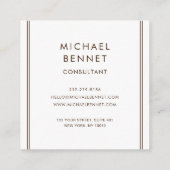 Monogrammed Copper Brown Metallic Folie Consultant Vierkante Visitekaartje (Achterkant)