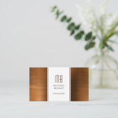 Monogrammed Copper Brown Metallic Folie Consultant Visitekaartje (Staand voorkant)