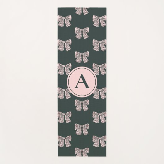 Monogrammed Coquette Bow Zwart & Roze Stijlvol Yogamat (Voorkant)