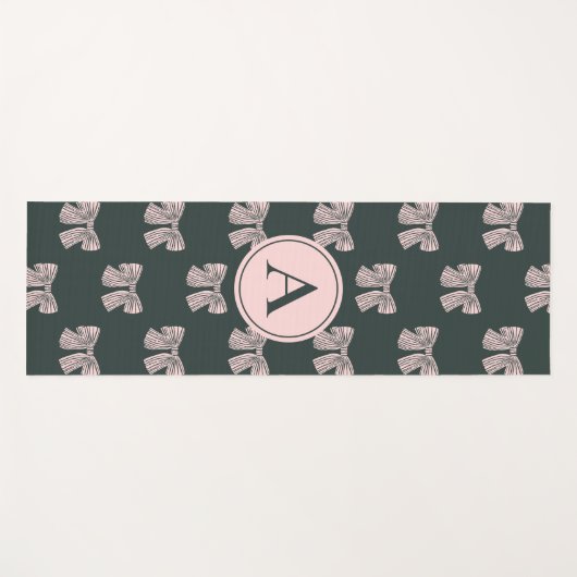 Monogrammed Coquette Bow Zwart & Roze Stijlvol Yogamat (Voorkant (horizontaal))