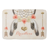 Monogrammed Coral and Gold Boho Dreamweaver Badmat (Voorkant)