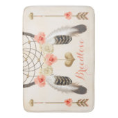 Monogrammed Coral and Gold Boho Dreamweaver Badmat (Voorkant Verticaal)