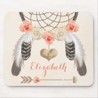 Monogrammed Coral and Gold Dreamweaver and Arrow Muismat