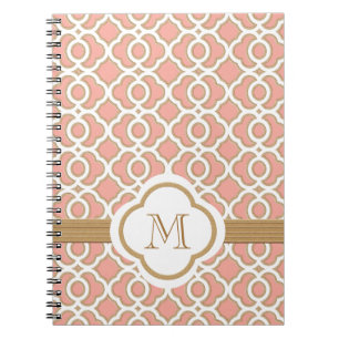 Monogrammed Coral and Gold Moroccan Notitieboek