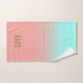 Monogrammed Coral and Turquoise Stripes Handdoek (Handdoek)