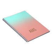 Monogrammed Coral and Turquoise Stripes Notitieboek (Rechterzijde)