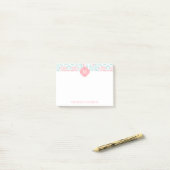 Monogrammed Coral en Mint Floral Damask Post-it® Notes (Op bureau)
