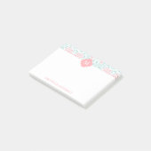Monogrammed Coral en Mint Floral Damask Post-it® Notes (Schuin)