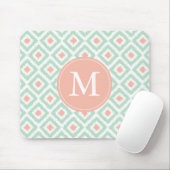 Monogrammed Coral Mint Diamonds Ikat Pattern Muismat (Met muis)