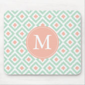 Monogrammed Coral Mint Diamonds Ikat Pattern Muismat (Voorkant)