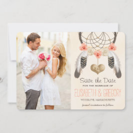 MONOGRAMMED CORAL MINT DREAMCATCHER BEWAAR DE DATU SAVE THE DATE