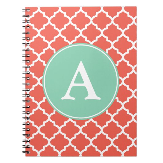 Monogrammed Coral Mint Notitieboek (Voorkant)