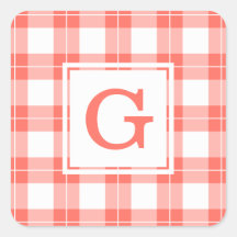 Monogrammed Coral Oranje en White Plays Pattern