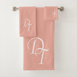 Monogrammed - Coral Pink Bad Handdoek