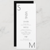 Monogrammed Corner Black White Wedding Menu (Voorkant / Achterkant)