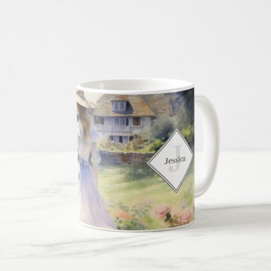 Monogrammed Country Cottage Waterverf Koffiemok (Voorkant rechts)