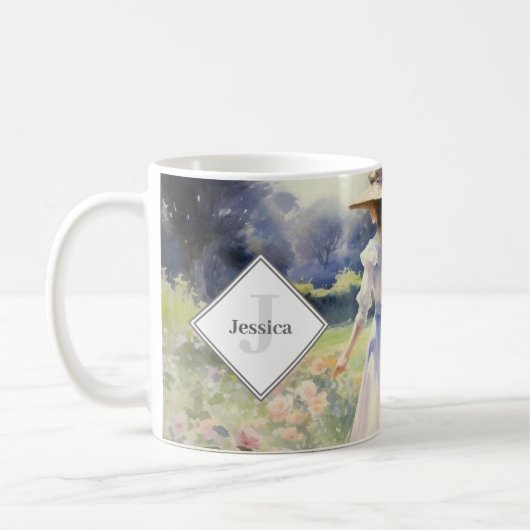 Monogrammed Country Cottage  Waterverf Koffiemok (Links)