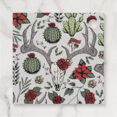 Monogrammed Country Xmas Rendier Schedel en Rozen Bedankjes Labels (Achterkant)