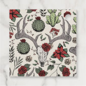 Monogrammed Country Xmas Rendier Schedel en Rozen Bedankjes Labels (Achterkant)