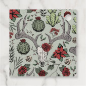 Monogrammed Country Xmas Rendier Schedel en Rozen Bedankjes Labels (Achterkant)