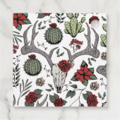 Monogrammed Country Xmas Rendier Schedel en Rozen Bedankjes Labels (Achterkant)