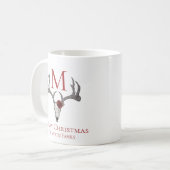 Monogrammed Country Xmas Rendier Schedel en Rozen Koffiemok (Voorkant links)