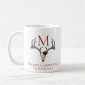 Monogrammed Country Xmas Rendier Schedel en Rozen Koffiemok (Links)