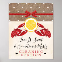 Monogrammed Crawfish Boil Cleanstation Sign.