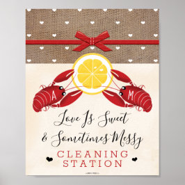 Monogrammed Crawfish Boil Cleanstation Sign. Poster