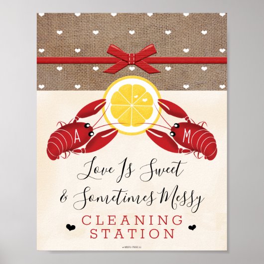 Monogrammed Crawfish Boil Cleanstation Sign. Poster (Voorkant)