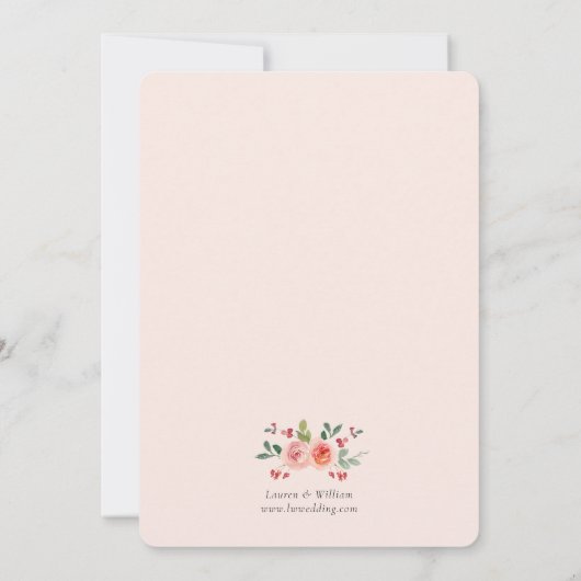 Monogrammed Crest met bloemen Weddenschap Aankondiging (Achterkant)