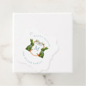 Monogrammed Crest Topiary Bunny Pasen Bedankjes Labels (In situ)