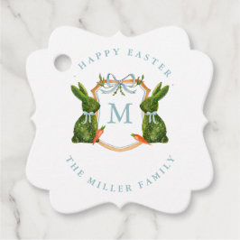 Monogrammed Crest Topiary Bunny Pasen Bedankjes Labels
