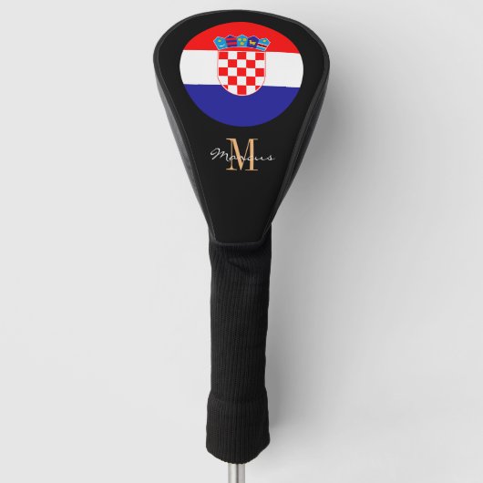 Monogrammed & Croatia Vlag Golfclubs Hoesjes Golfheadcover (Voorkant)