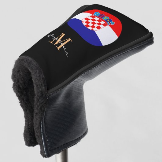 Monogrammed & Croatia Vlag Golfclubs Hoesjes Golfheadcover (3/4 voorkant)