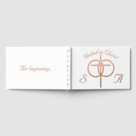 Monogrammed Cross & Rings Wedding Gastenboek