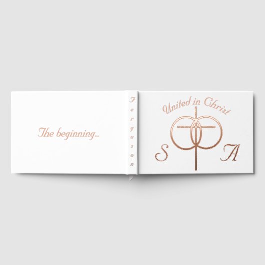 Monogrammed Cross & Rings Wedding Gastenboek (Volledig)