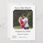 Monogrammed Cross & Rings Wedding Save The Date (Voorkant)