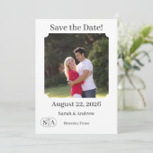 Monogrammed Cross & Rings Wedding Save The Date (Staand voorkant)
