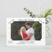 Monogrammed Cross & Rings Wedding Save the Date (Staand voorkant)