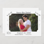 Monogrammed Cross & Rings Wedding Save the Date (Voorkant / Achterkant)